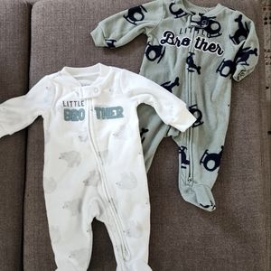Set of two little brother baby boy fleece footies (Carter's)